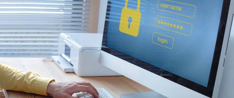Username and password fields on a computer screen with a lock symbol.