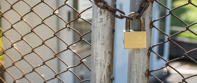 Close up on a lock gate and chain