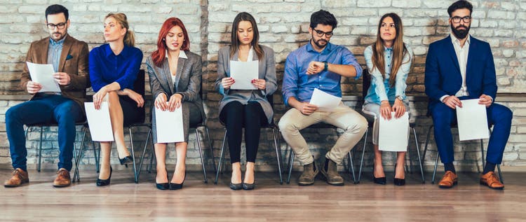 Photo of candidates waiting for a job interview