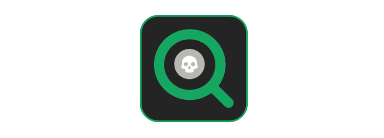 Icon of a magnifying glass with a skull in the lens, representing threat detection or threat intelligence.