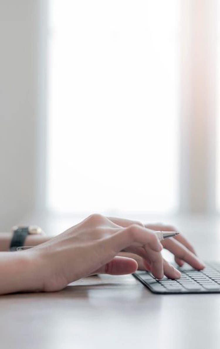 woman typing
