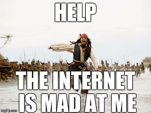 Jack Sparrow character running from the Internet