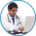 doctor at keyboard