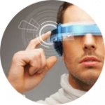 Man with hi-tech glasses