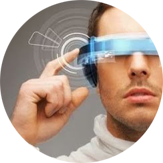 Man with hi-tech glasses