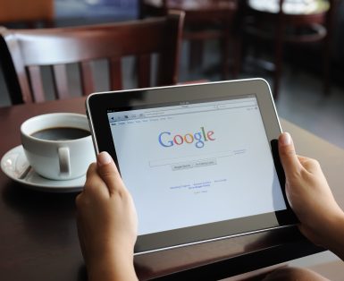 google search on a tablet
