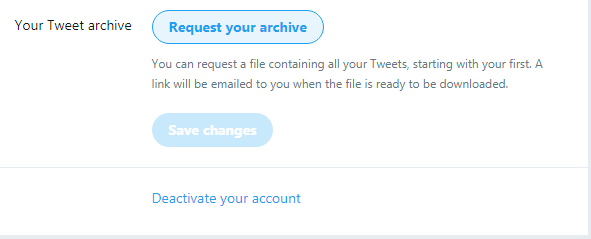 Screenshot of Twitter's Delete your account page.