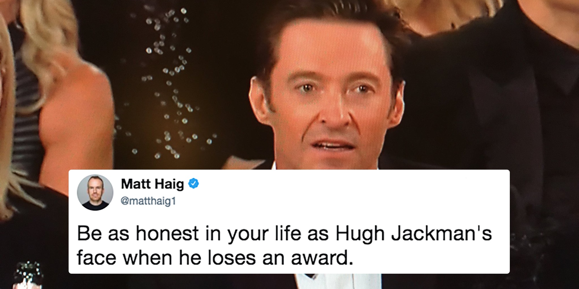 Hugh Jackman's honest face when losing an award.