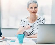 woman working at a laptop