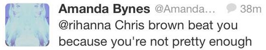 Screenshot of Amanda Bynes tweet about Chris Brown