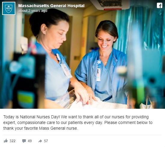 Screenshot of social media post about National Nurses' Day.