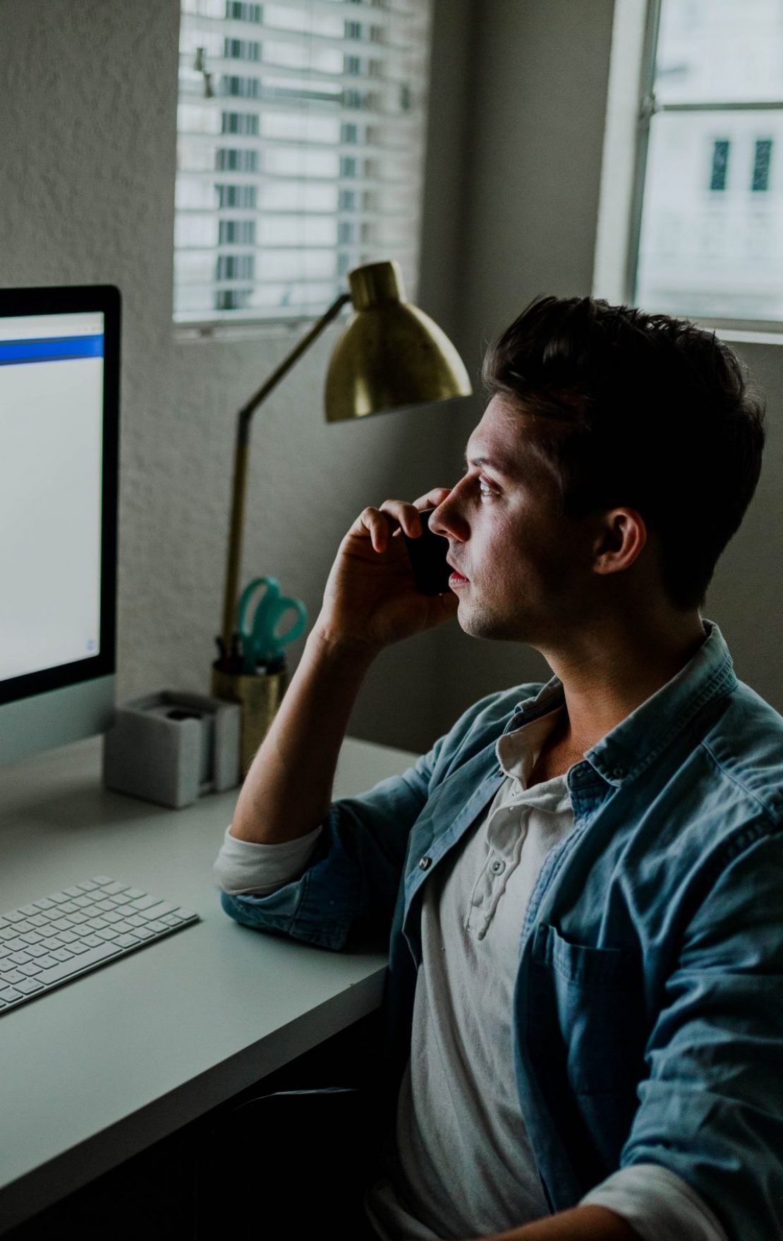 Man looking at computer screen