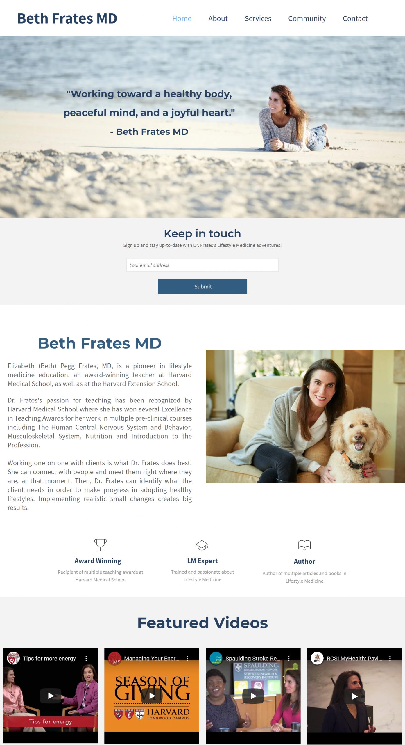 Screenshot of Beth Frate's website