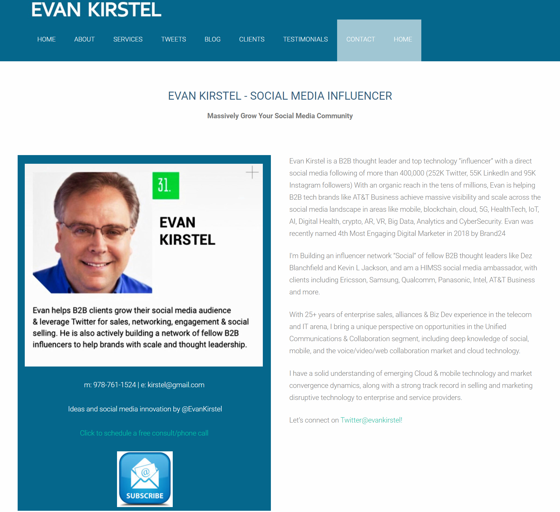 Screenshot of Even Kirstel homepage