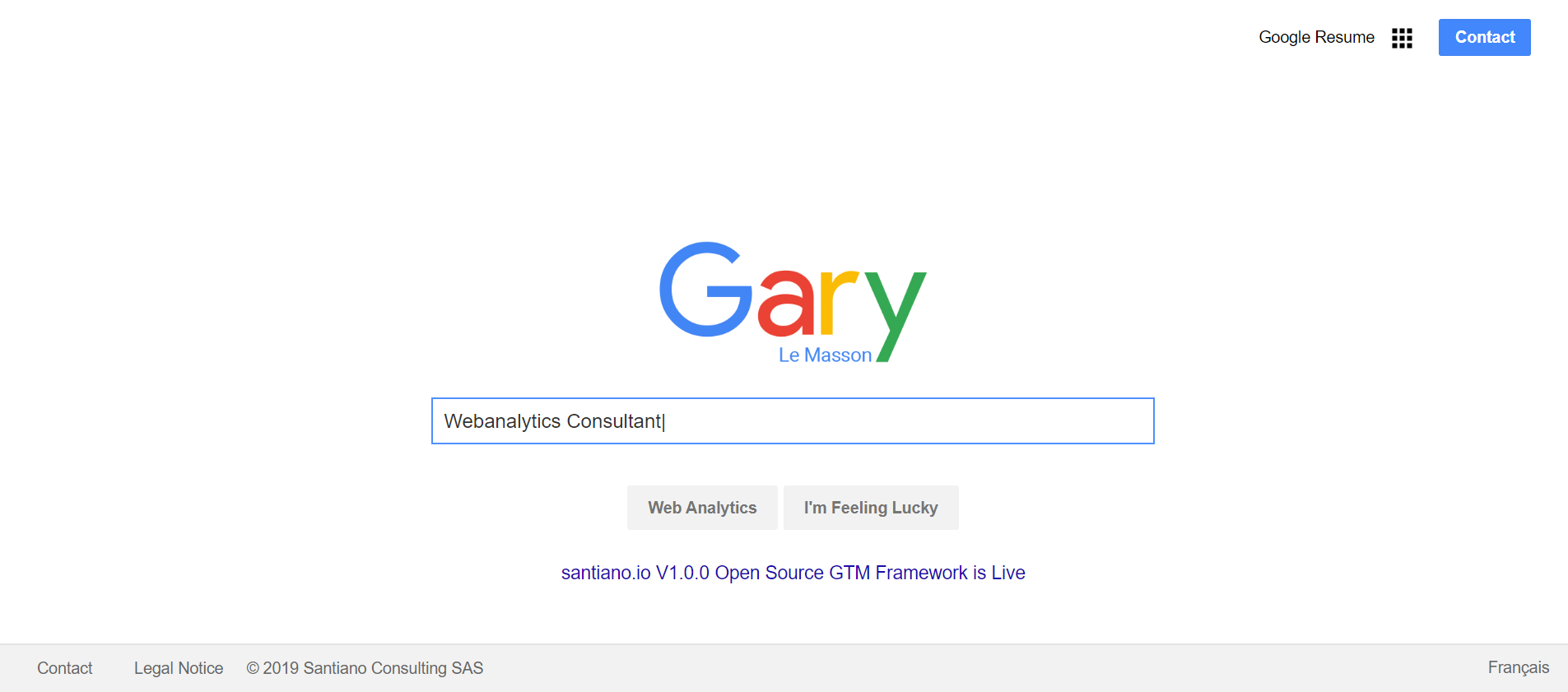 Screenshot of Gary Le Masson's website