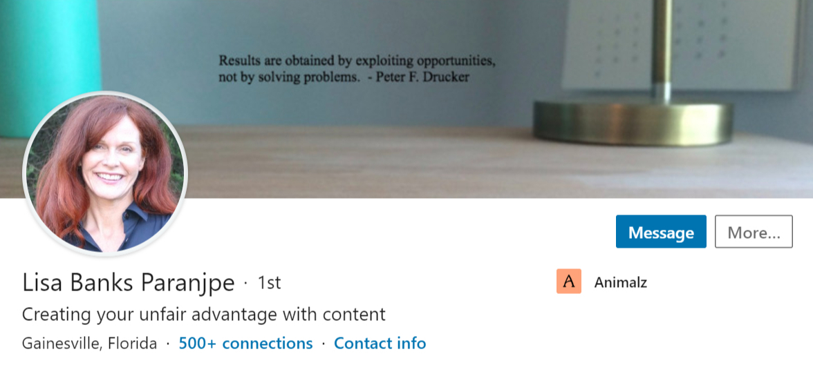 Screenshot of Lisa Banks LinkedIn profile