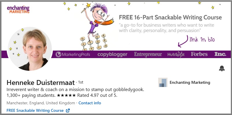 Henneke Duistermaat's LinkedIn headline
