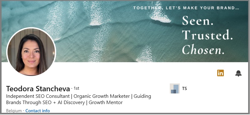 Teodora Stancheva's LinkedIn headline