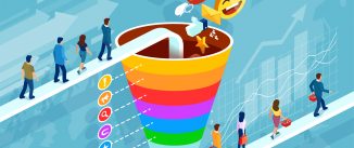 Isometric funnel infographic of a customer retention strategy