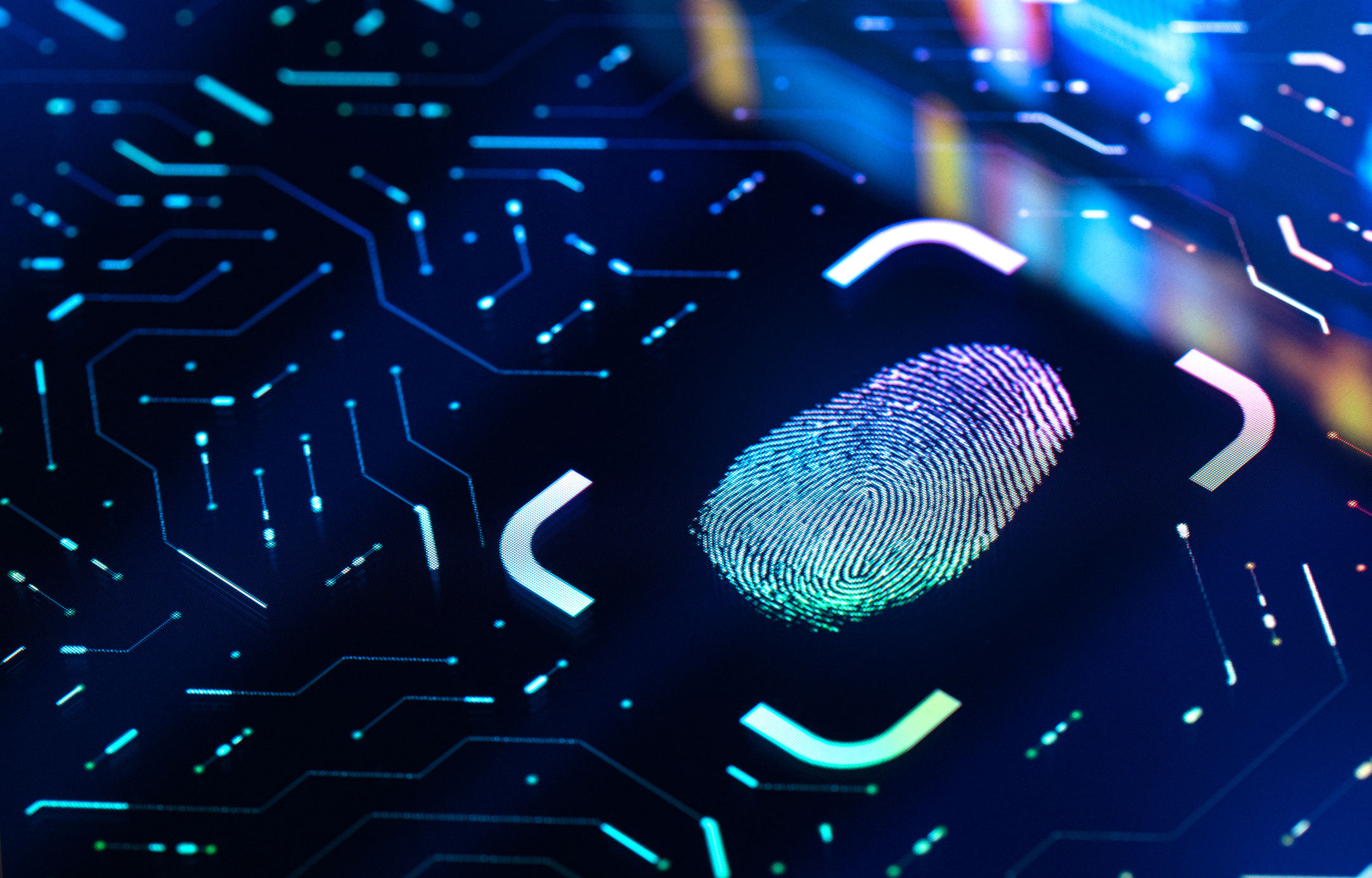 Fingerprint Biometric Authentication Button. Digital Security Concept