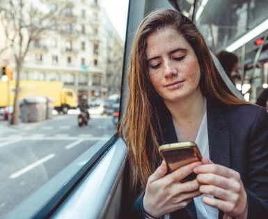 woman searching on a smartphone